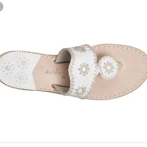 White and Platinum/Pewter Jack Rogers Sandals